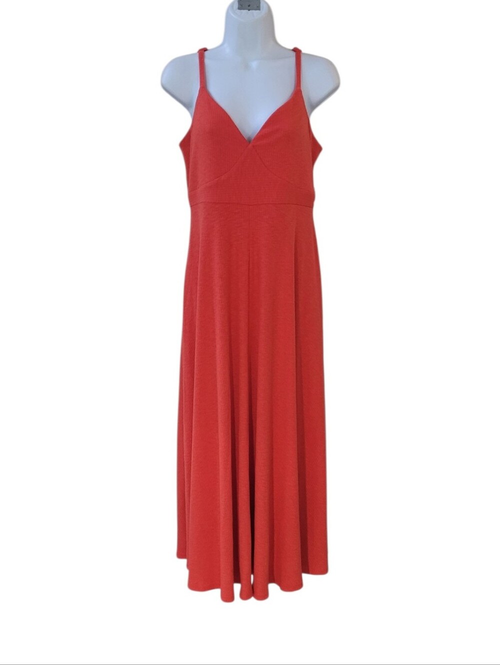 New Isabel By Ingrid & Isabel Orange Red Rib Knit Midi Maternity Dress Size M